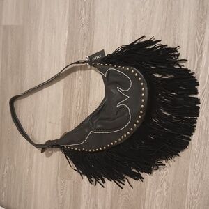 Black Leather Fringe Crossbody Bag *Brand New*